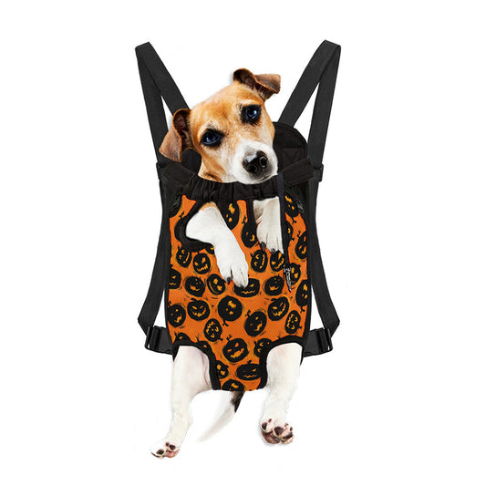 Black Halloween Pumpkin Pattern Print Pet Carrier Backpack