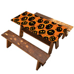 Black Halloween Pumpkin Pattern Print Picnic Table Cover