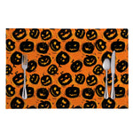 Black Halloween Pumpkin Pattern Print Placemat