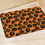 Black Halloween Pumpkin Pattern Print Polyester Doormat