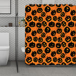 Black Halloween Pumpkin Pattern Print Polyester Shower Curtain