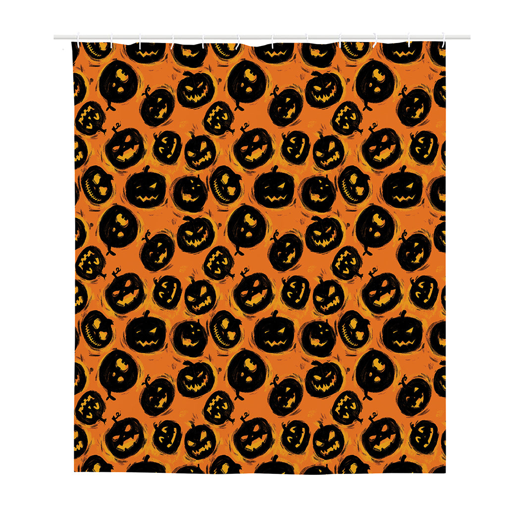 Black Halloween Pumpkin Pattern Print Polyester Shower Curtain