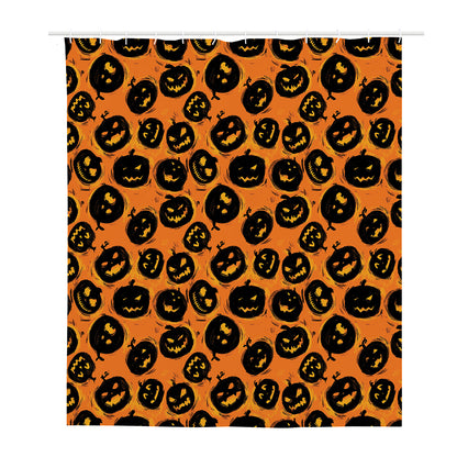 Black Halloween Pumpkin Pattern Print Polyester Shower Curtain