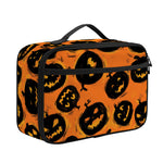 Black Halloween Pumpkin Pattern Print Portable Lunch Bag