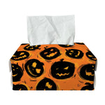 Black Halloween Pumpkin Pattern Print Rectangle Tissue Box Cover