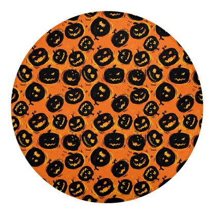 Black Halloween Pumpkin Pattern Print Round Blanket