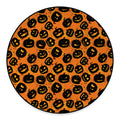 Black Halloween Pumpkin Pattern Print Round Floor Mat