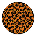 Black Halloween Pumpkin Pattern Print Round Floor Mat
