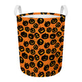 Black Halloween Pumpkin Pattern Print Round Laundry Basket