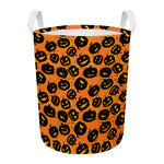 Black Halloween Pumpkin Pattern Print Round Laundry Basket