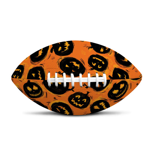 Black Halloween Pumpkin Pattern Print Rugby Ball