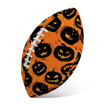 Black Halloween Pumpkin Pattern Print Rugby Ball