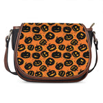 Black Halloween Pumpkin Pattern Print Saddle Bag
