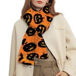 Black Halloween Pumpkin Pattern Print Scarf