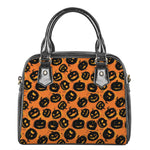 Black Halloween Pumpkin Pattern Print Shoulder Handbag