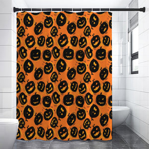 Black Halloween Pumpkin Pattern Print Shower Curtain