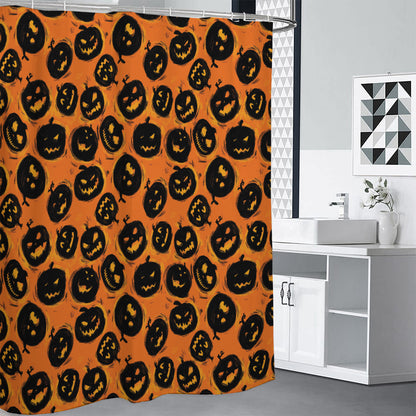 Black Halloween Pumpkin Pattern Print Shower Curtain
