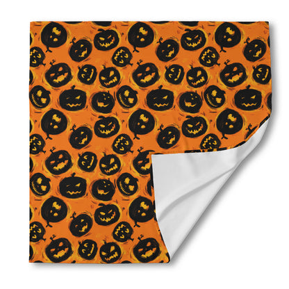 Black Halloween Pumpkin Pattern Print Silk Bandana