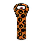 Black Halloween Pumpkin Pattern Print Single Neoprene Wine Tote
