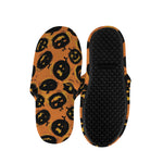 Black Halloween Pumpkin Pattern Print Slippers