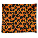 Black Halloween Pumpkin Pattern Print Tapestry