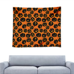 Black Halloween Pumpkin Pattern Print Tapestry