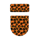 Black Halloween Pumpkin Pattern Print Toilet Lid And Tank Cover Set