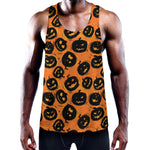 Black Halloween Pumpkin Pattern Print Training Tank Top