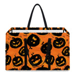 Black Halloween Pumpkin Pattern Print Utility Tote Bag