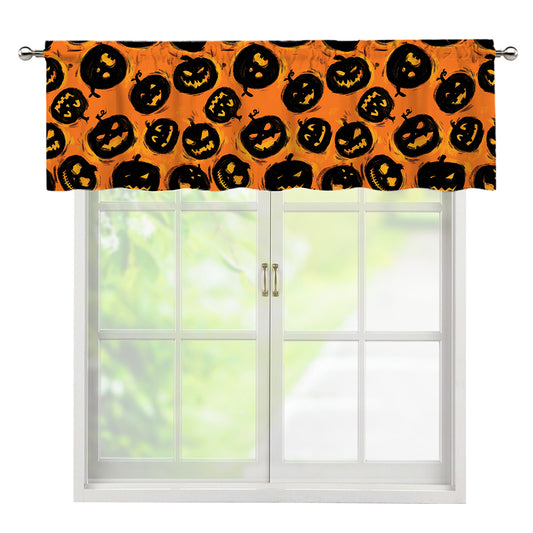 Black Halloween Pumpkin Pattern Print Window Valance