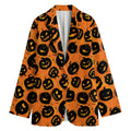 Black Halloween Pumpkin Pattern Print Women's Blazer