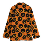 Black Halloween Pumpkin Pattern Print Women's Blazer