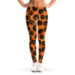 Black Halloween Pumpkin Pattern Print Women's Leggings