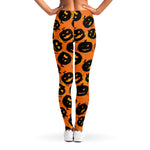 Black Halloween Pumpkin Pattern Print Women's Leggings