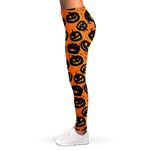 Black Halloween Pumpkin Pattern Print Women's Leggings