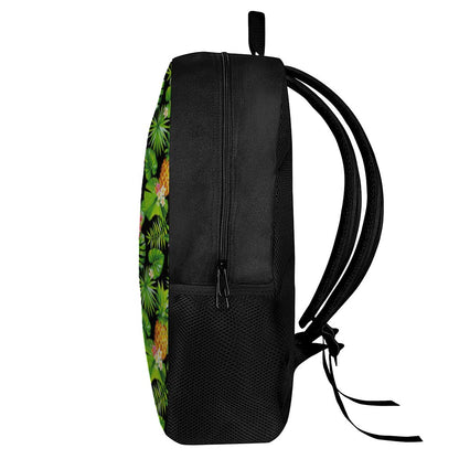 Black Hawaiian Pineapple Pattern Print 17 Inch Backpack