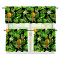 Black Hawaiian Pineapple Pattern Print 3 Piece Kitchen Curtains