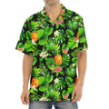 Black Hawaiian Pineapple Pattern Print Aloha Shirt