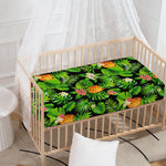 Black Hawaiian Pineapple Pattern Print Baby Crib Sheet
