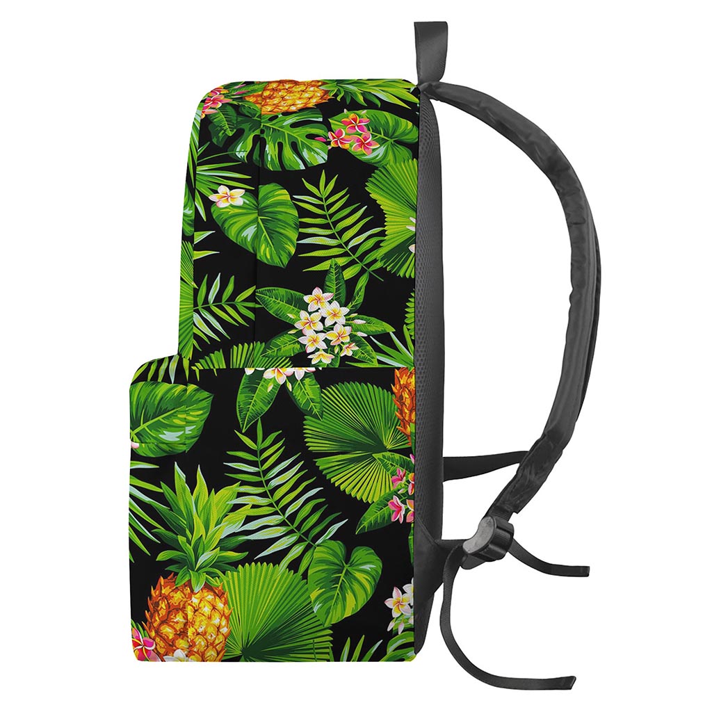 Black Hawaiian Pineapple Pattern Print Backpack