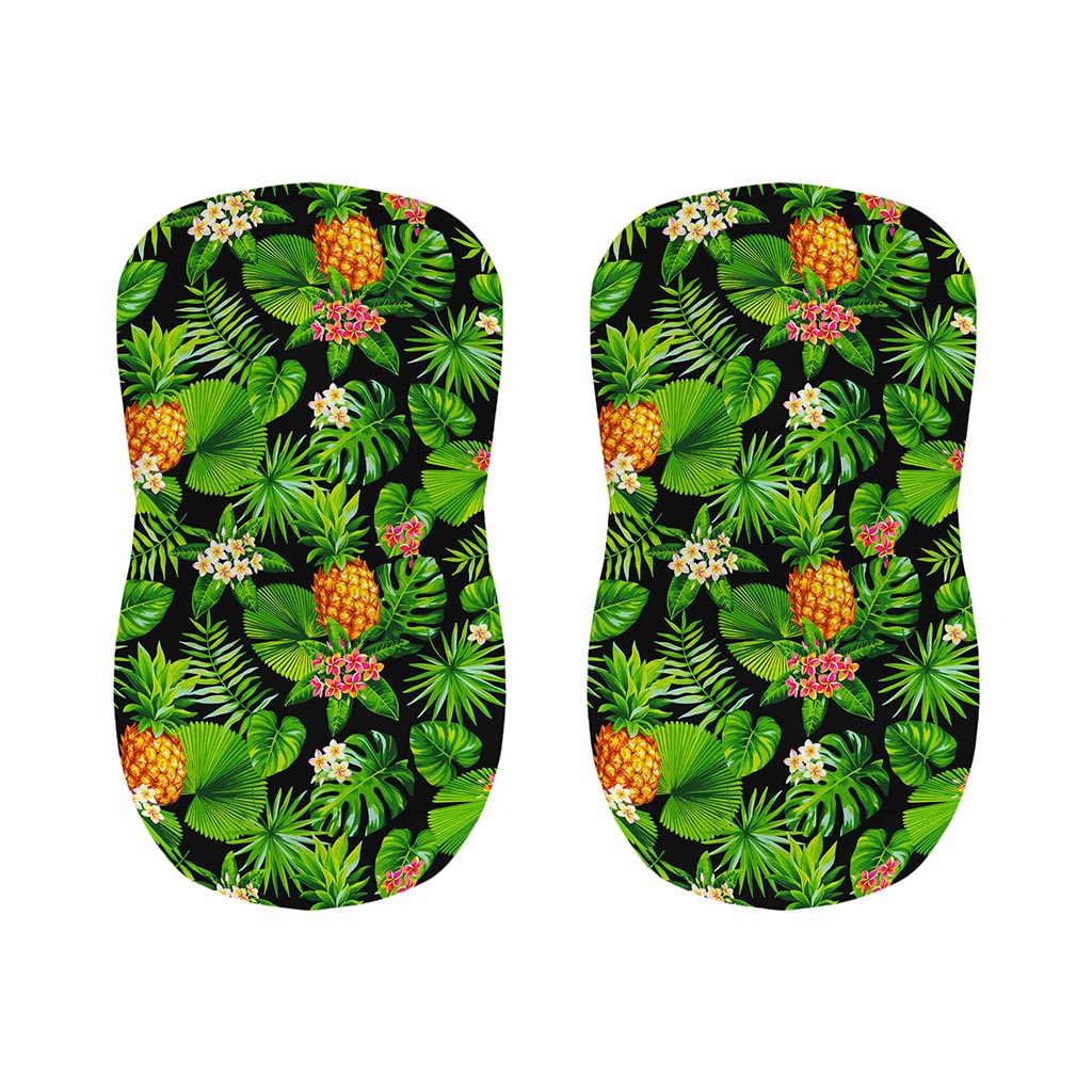 Black Hawaiian Pineapple Pattern Print Bar Stool Covers