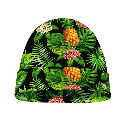 Black Hawaiian Pineapple Pattern Print Beanie
