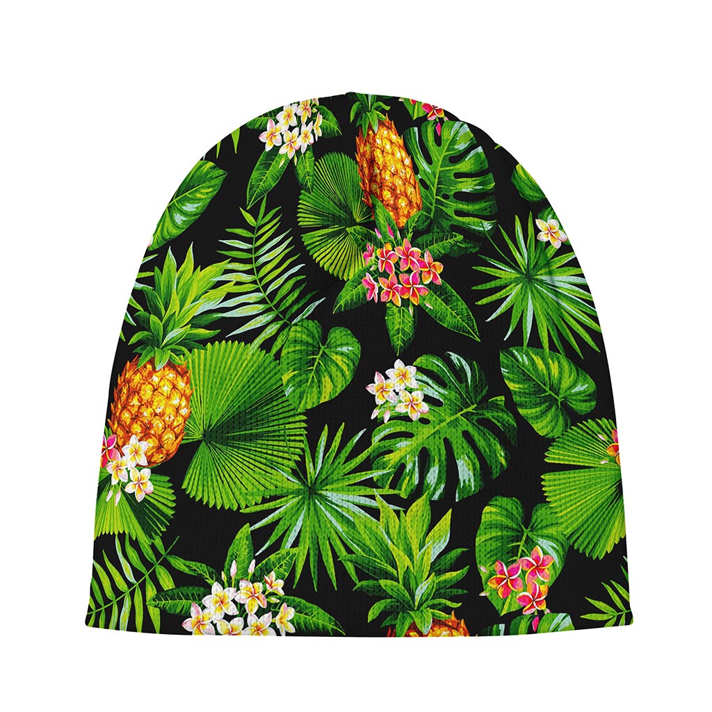 Black Hawaiian Pineapple Pattern Print Beanie