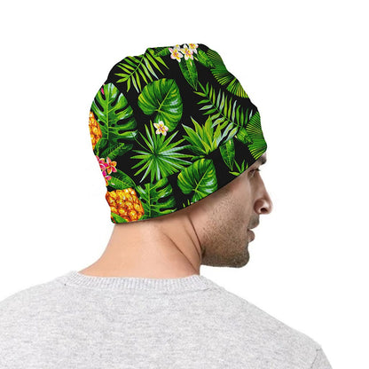 Black Hawaiian Pineapple Pattern Print Beanie