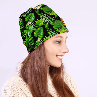 Black Hawaiian Pineapple Pattern Print Beanie