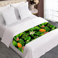 Black Hawaiian Pineapple Pattern Print Bed Runner