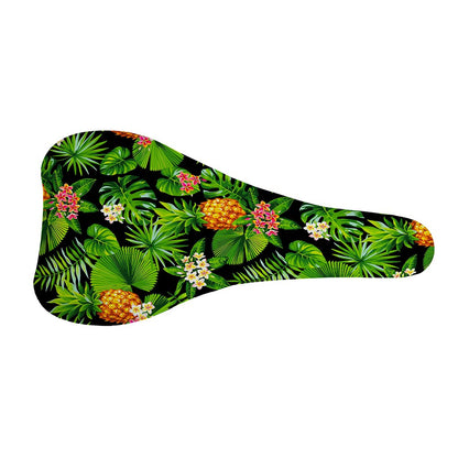 Black Hawaiian Pineapple Pattern Print Bicycle Seat Cover