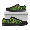 Black Hawaiian Pineapple Pattern Print Black Low Top Sneakers