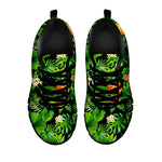 Black Hawaiian Pineapple Pattern Print Black Running Shoes