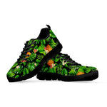 Black Hawaiian Pineapple Pattern Print Black Running Shoes